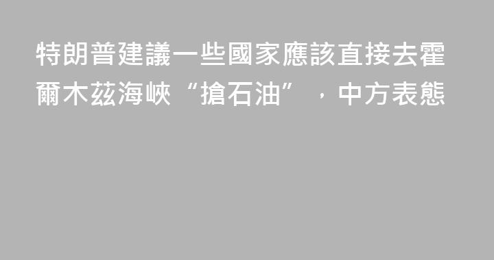 特朗普建議一些國家應該直接去霍爾木茲海峽“搶石油”，中方表態
