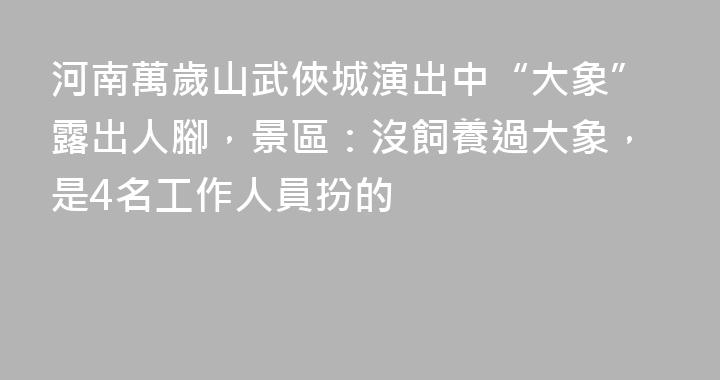河南萬歲山武俠城演出中“大象”露出人腳，景區：沒飼養過大象，是4名工作人員扮的