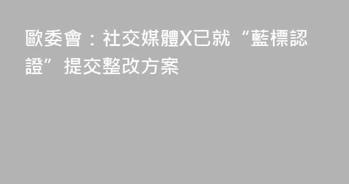 歐委會：社交媒體X已就“藍標認證”提交整改方案