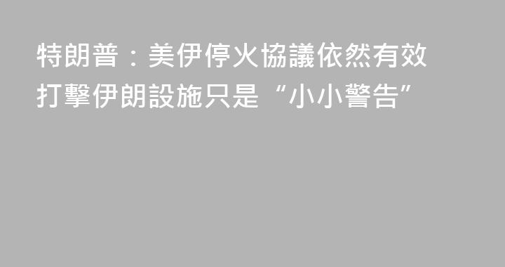 特朗普：美伊停火協議依然有效 打擊伊朗設施只是“小小警告”