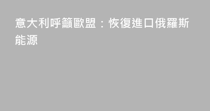 意大利呼籲歐盟：恢復進口俄羅斯能源