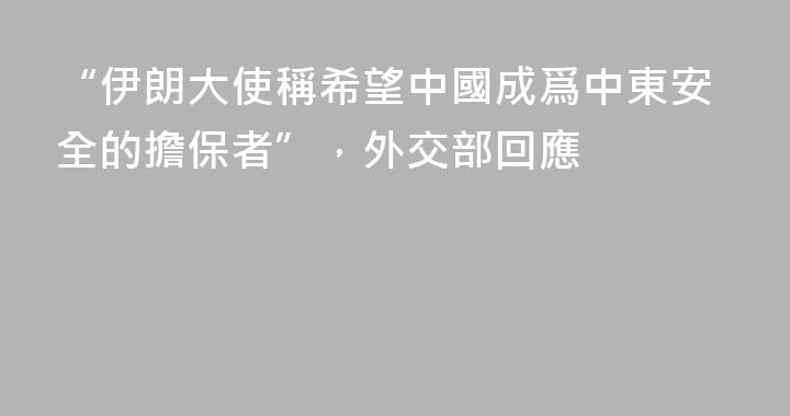 “伊朗大使稱希望中國成爲中東安全的擔保者”，外交部回應