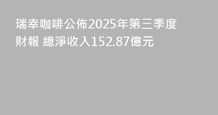 瑞幸咖啡公佈2025年第三季度財報 總淨收入152.87億元