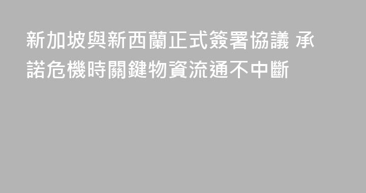 新加坡與新西蘭正式簽署協議 承諾危機時關鍵物資流通不中斷