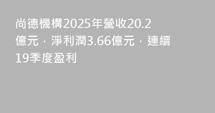 尚德機構2025年營收20.2億元，淨利潤3.66億元，連續19季度盈利