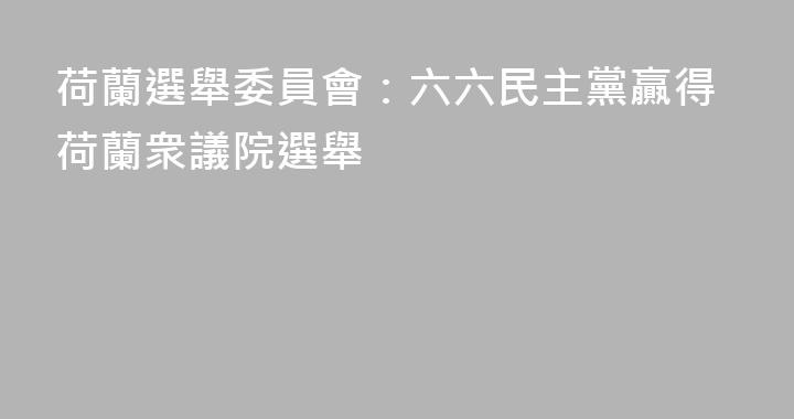 荷蘭選舉委員會：六六民主黨贏得荷蘭衆議院選舉