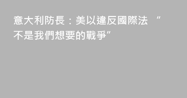 意大利防長：美以違反國際法 “不是我們想要的戰爭”