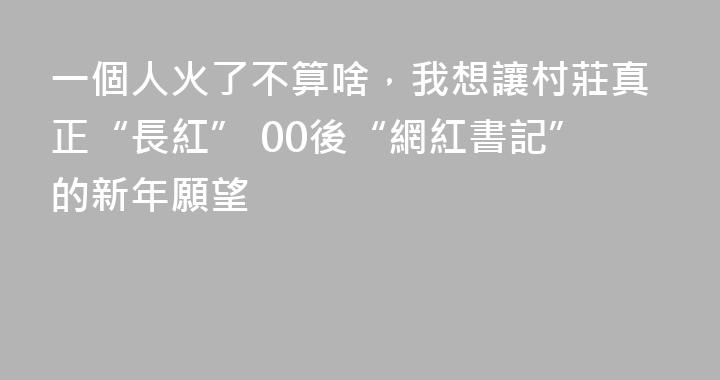 一個人火了不算啥，我想讓村莊真正“長紅” 00後“網紅書記”的新年願望
