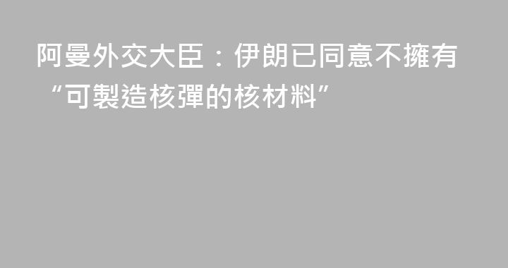阿曼外交大臣：伊朗已同意不擁有“可製造核彈的核材料”