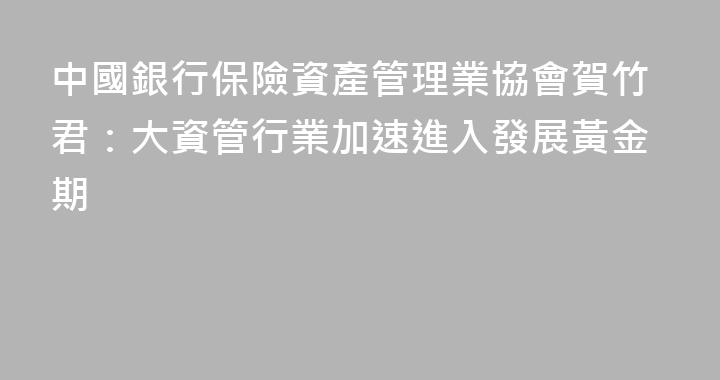 中國銀行保險資產管理業協會賀竹君：大資管行業加速進入發展黃金期