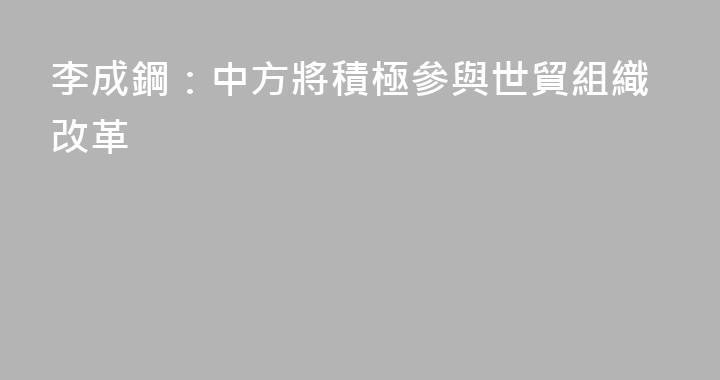 李成鋼：中方將積極參與世貿組織改革