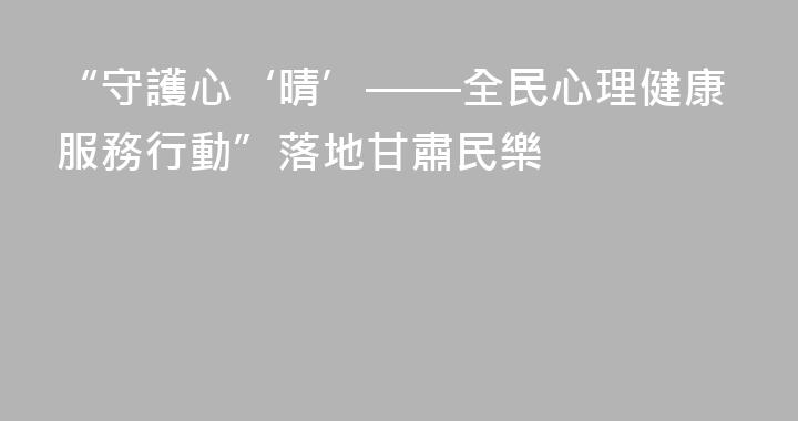 “守護心‘晴’——全民心理健康服務行動”落地甘肅民樂