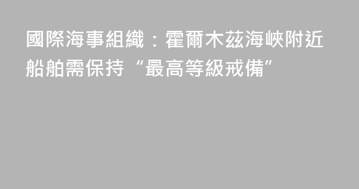 國際海事組織：霍爾木茲海峽附近船舶需保持“最高等級戒備”
