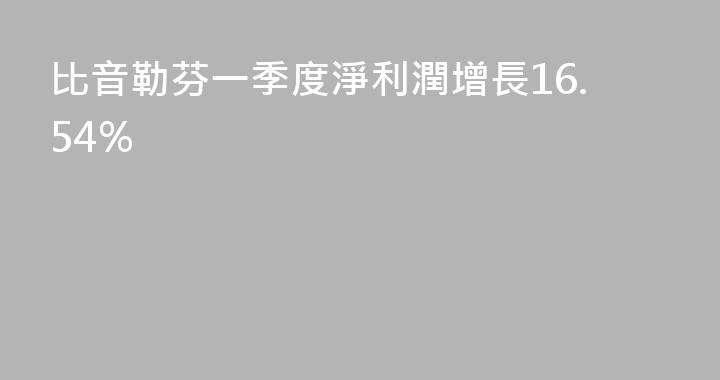 比音勒芬一季度淨利潤增長16.54%