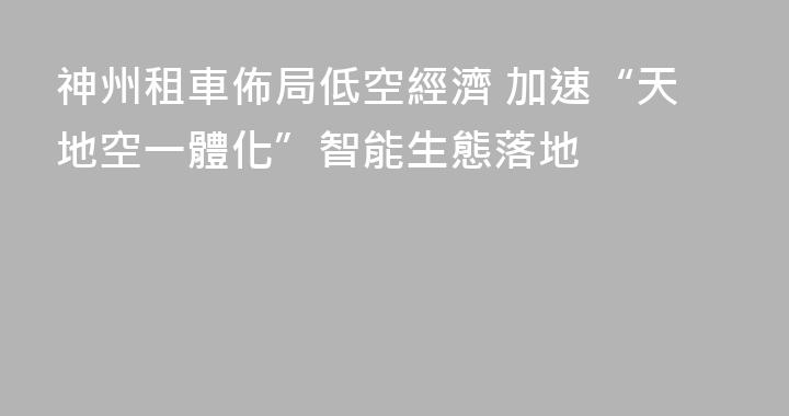 神州租車佈局低空經濟 加速“天地空一體化”智能生態落地