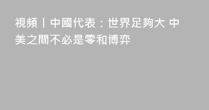 視頻丨中國代表：世界足夠大 中美之間不必是零和博弈