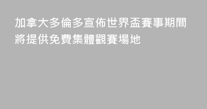 加拿大多倫多宣佈世界盃賽事期間將提供免費集體觀賽場地