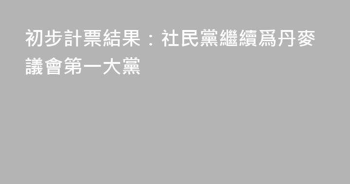 初步計票結果：社民黨繼續爲丹麥議會第一大黨