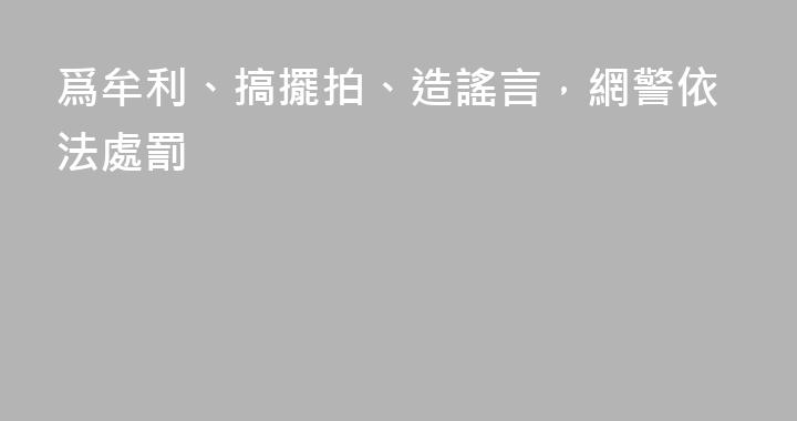 爲牟利、搞擺拍、造謠言，網警依法處罰