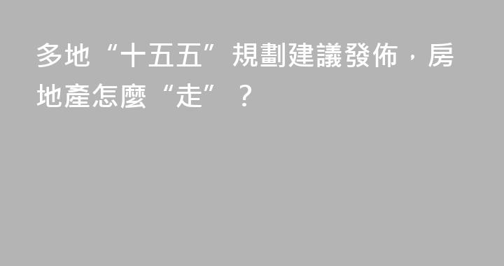 多地“十五五”規劃建議發佈，房地產怎麼“走”？