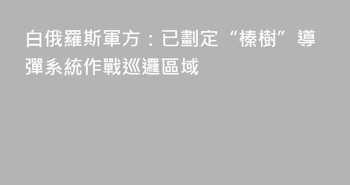 白俄羅斯軍方：已劃定“榛樹”導彈系統作戰巡邏區域