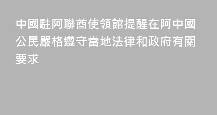 中國駐阿聯酋使領館提醒在阿中國公民嚴格遵守當地法律和政府有關要求
