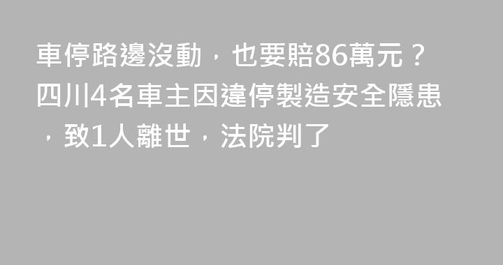 車停路邊沒動，也要賠86萬元？四川4名車主因違停製造安全隱患，致1人離世，法院判了