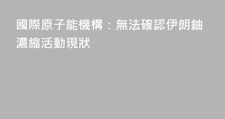 國際原子能機構：無法確認伊朗鈾濃縮活動現狀