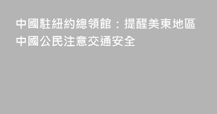 中國駐紐約總領館：提醒美東地區中國公民注意交通安全