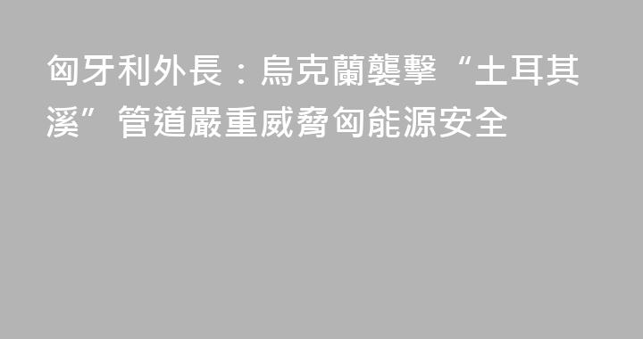 匈牙利外長：烏克蘭襲擊“土耳其溪”管道嚴重威脅匈能源安全
