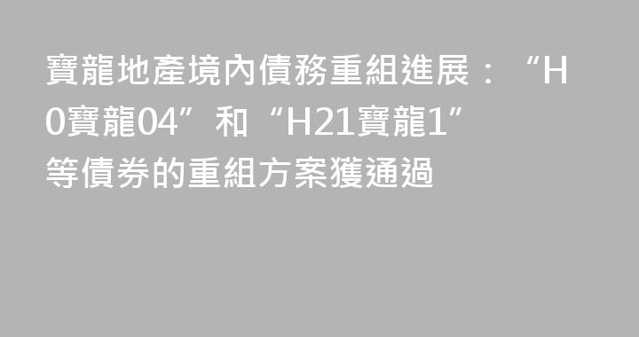 寶龍地產境內債務重組進展：“H0寶龍04”和“H21寶龍1”等債券的重組方案獲通過