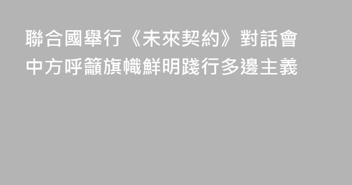 聯合國舉行《未來契約》對話會 中方呼籲旗幟鮮明踐行多邊主義