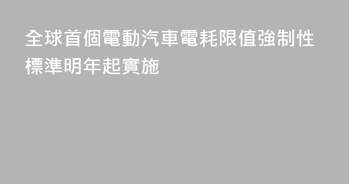 全球首個電動汽車電耗限值強制性標準明年起實施