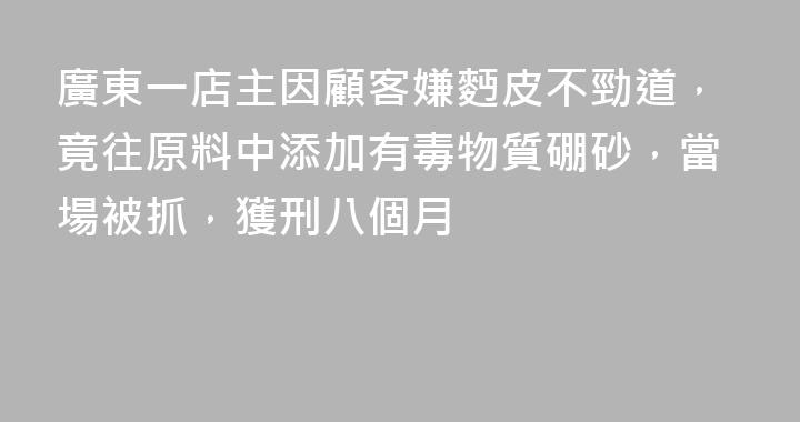 廣東一店主因顧客嫌麪皮不勁道，竟往原料中添加有毒物質硼砂，當場被抓，獲刑八個月