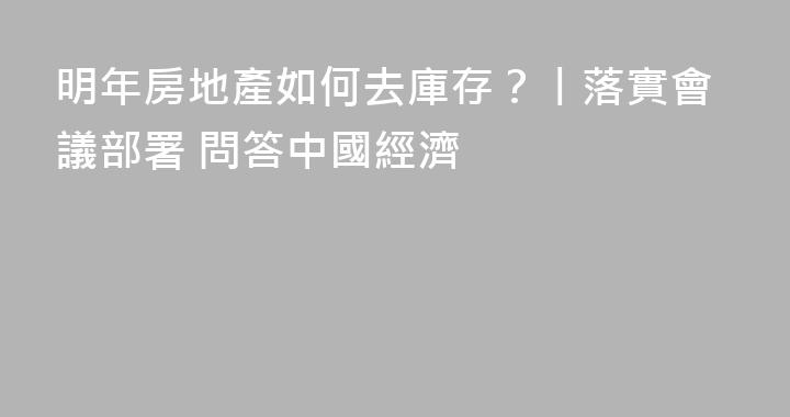 明年房地產如何去庫存？丨落實會議部署 問答中國經濟