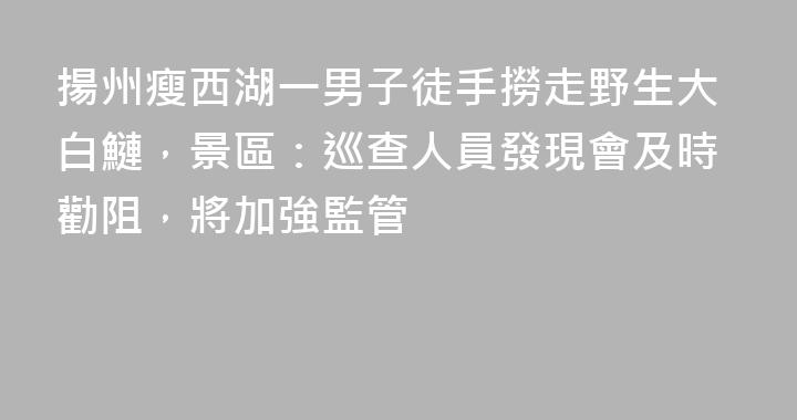 揚州瘦西湖一男子徒手撈走野生大白鰱，景區：巡查人員發現會及時勸阻，將加強監管