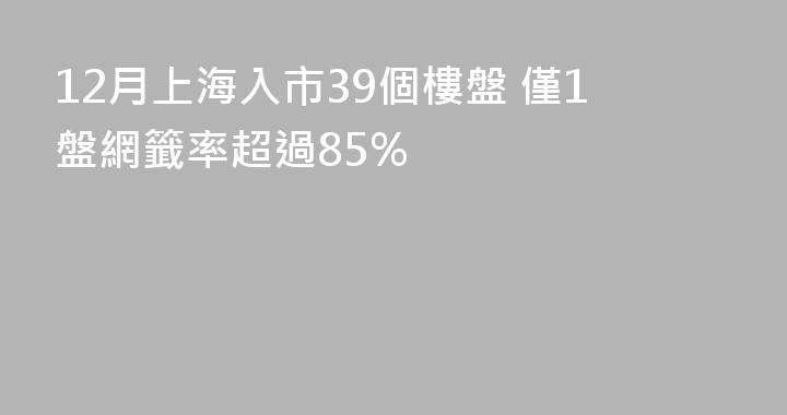 12月上海入市39個樓盤 僅1盤網籤率超過85%