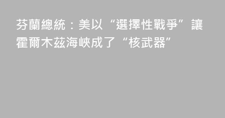 芬蘭總統：美以“選擇性戰爭”讓霍爾木茲海峽成了“核武器”