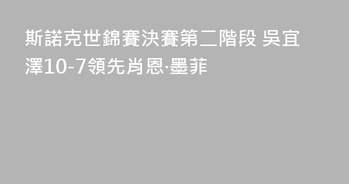 斯諾克世錦賽決賽第二階段 吳宜澤10-7領先肖恩·墨菲