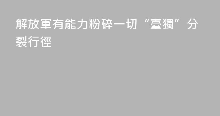 解放軍有能力粉碎一切“臺獨”分裂行徑