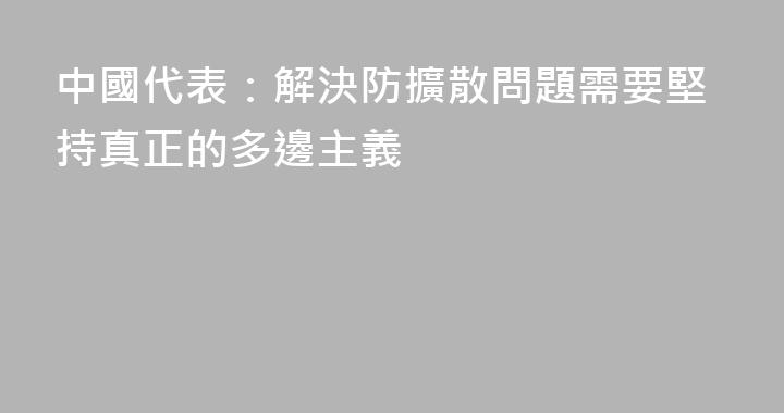 中國代表：解決防擴散問題需要堅持真正的多邊主義