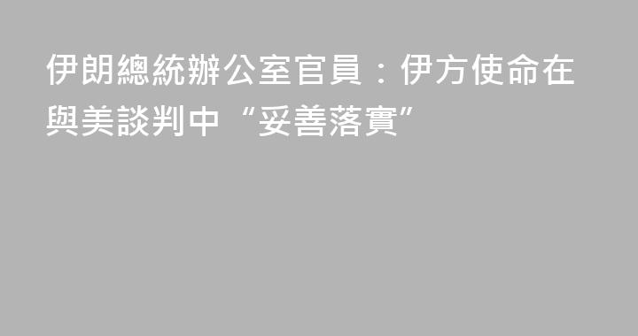伊朗總統辦公室官員：伊方使命在與美談判中“妥善落實”