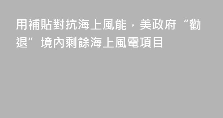 用補貼對抗海上風能，美政府“勸退”境內剩餘海上風電項目