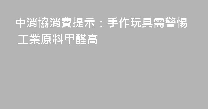 中消協消費提示：手作玩具需警惕 工業原料甲醛高