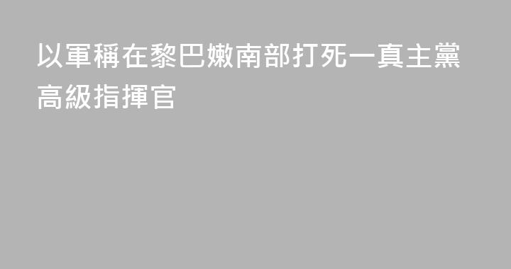 以軍稱在黎巴嫩南部打死一真主黨高級指揮官