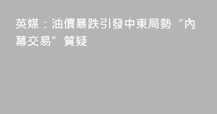 英媒：油價暴跌引發中東局勢“內幕交易”質疑