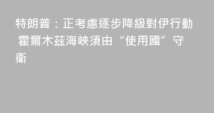 特朗普：正考慮逐步降級對伊行動 霍爾木茲海峽須由“使用國”守衛