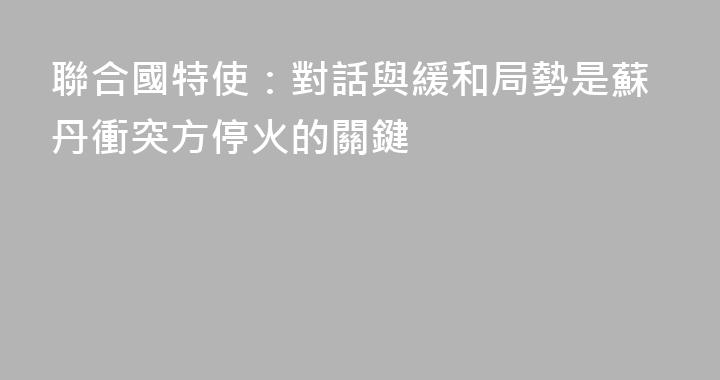 聯合國特使：對話與緩和局勢是蘇丹衝突方停火的關鍵