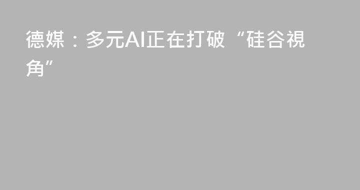 德媒：多元AI正在打破“硅谷視角”