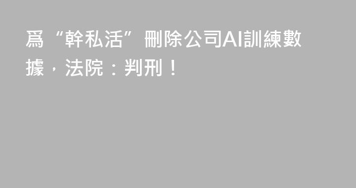 爲“幹私活”刪除公司AI訓練數據，法院：判刑！